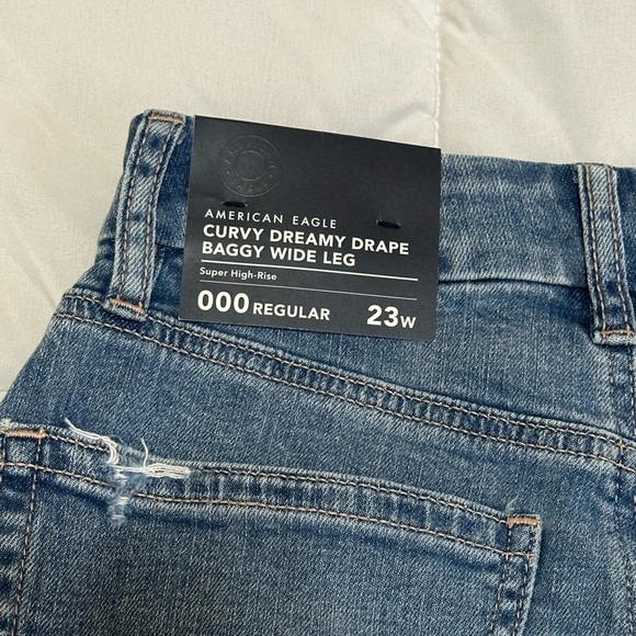 New American Eagle Sz 000 Regular/ 23w CURVY DREAMY BAGGY WIDE LEG High Rise - Picture 7 of 9